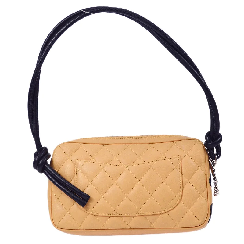 CHANEL Cambon Ligne Handbag Beige Calfskin