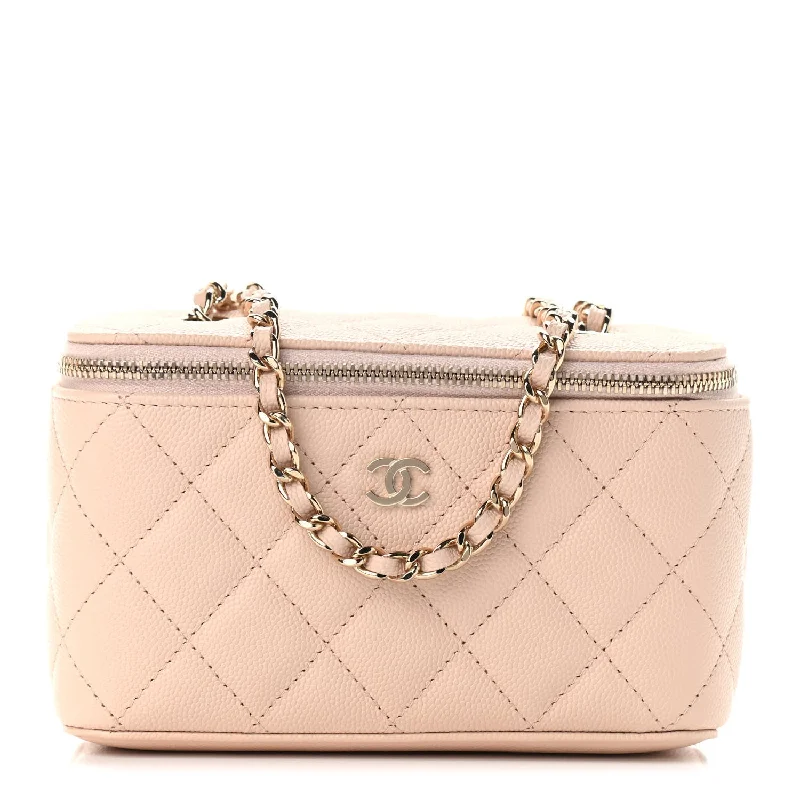 CHANEL CAVIAR QUILTED SMALL VANITY CASE WITH CHAIN