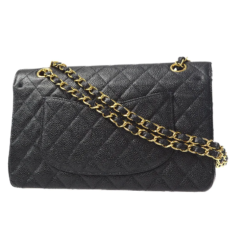 CHANEL Classic Double Flap Medium Shoulder Bag Black Caviar