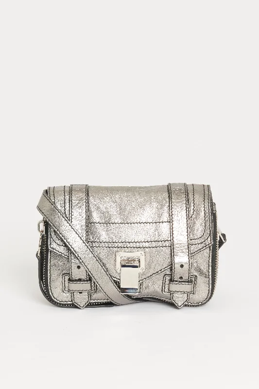 Silver Grained Leather Preowned PS1 Mini Satchel