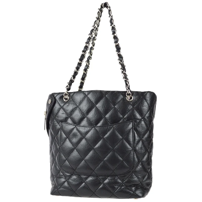 Chanel Cambon Ligne Tote Handbag Black Calfskin