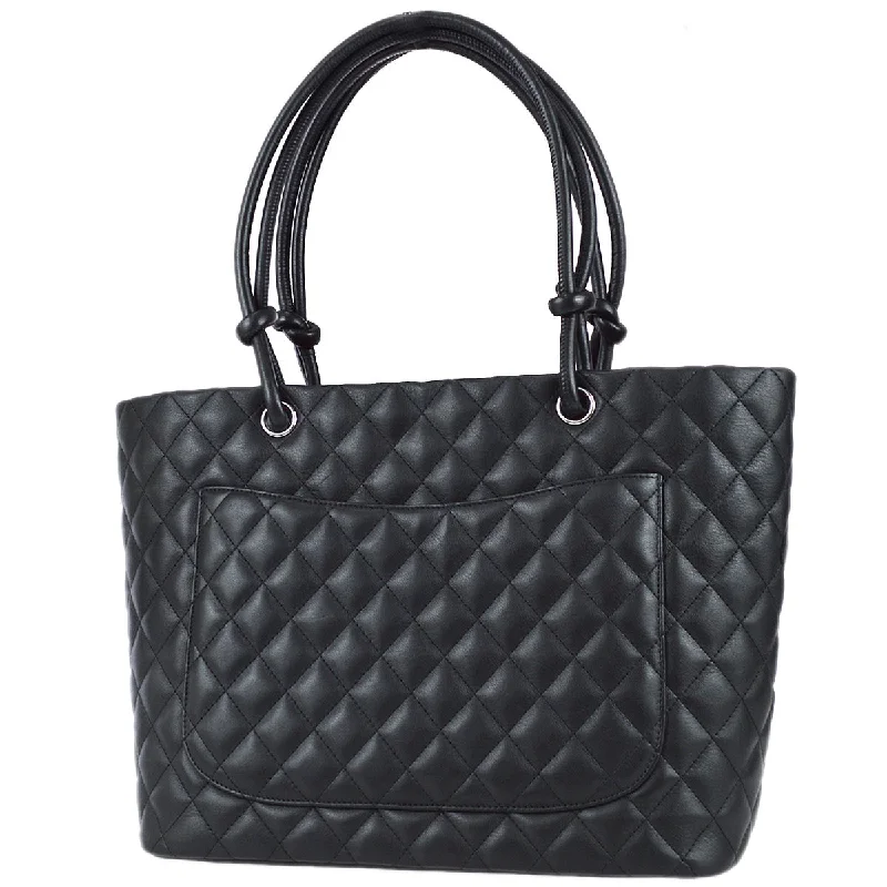 Chanel Cambon Ligne Tote Handbag Black Calfskin