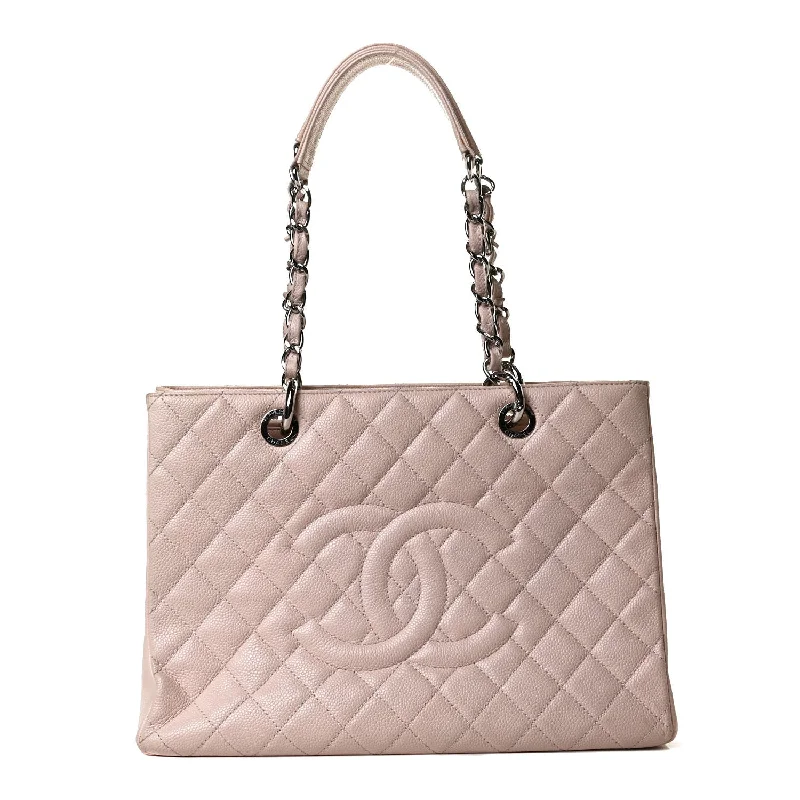 CHANEL Caviar Quilted Grand Shopping Tote GST Blush