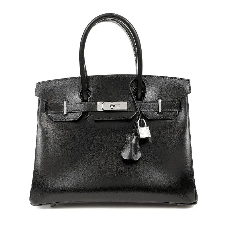 Hermes 30cm Black Box Calf Birkin w/ Palladium Hardware