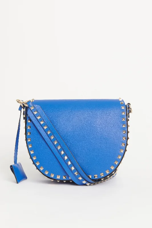 Rockstud Cobalt Smooth Leather Preowned Crossbody