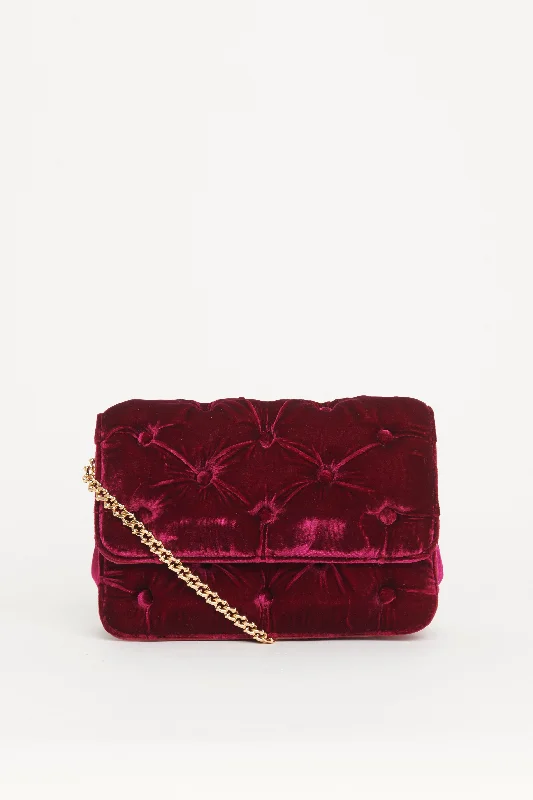 Tufted Velvet with Comb Preowned Flap Bag