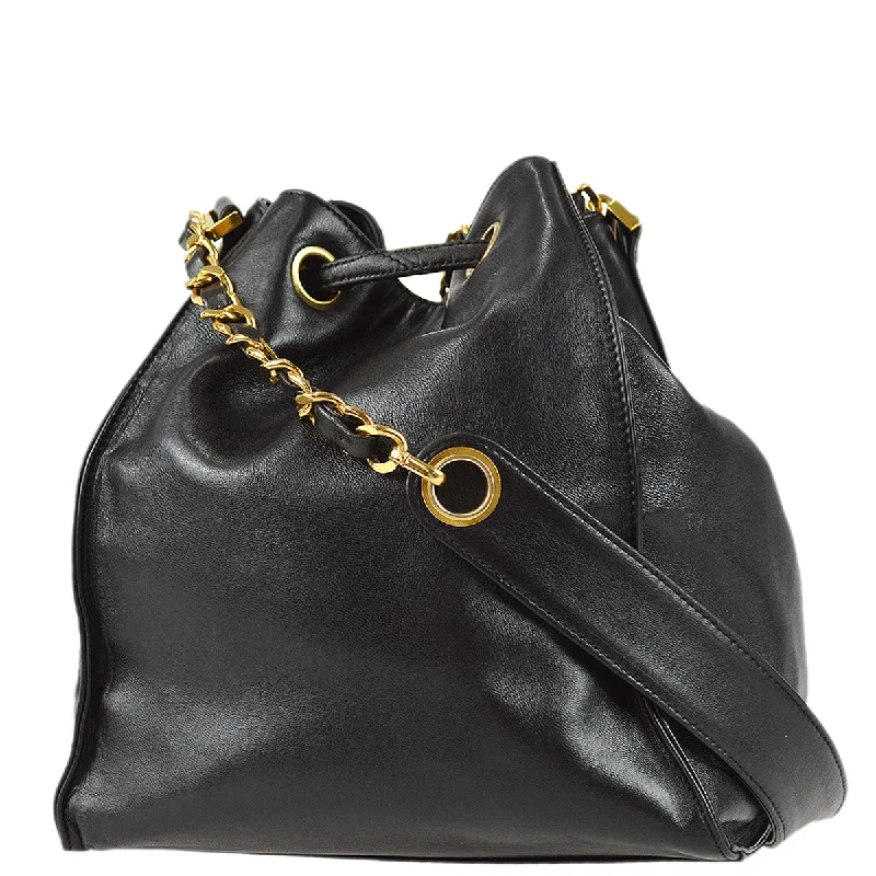 Chanel Bucket Shoulder Bag Black Lambskin