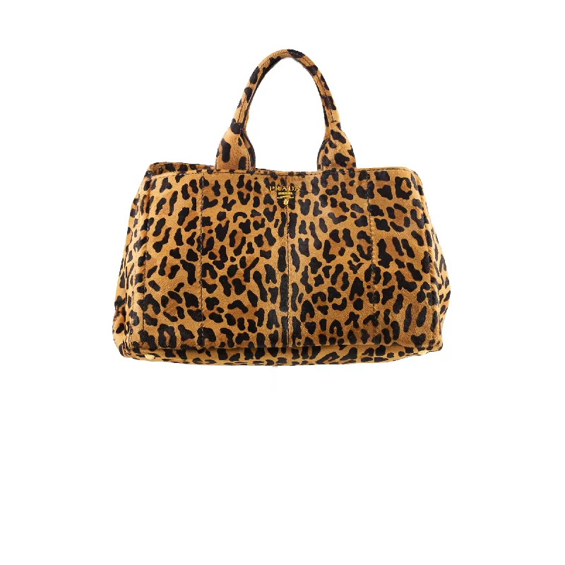 Prada Cavallino Leopard Brown Calf Hair Tote