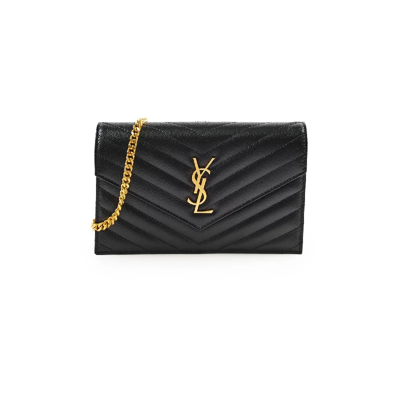 Saint Laurent Cassandre Envelope Wallet on Chain WOC Black