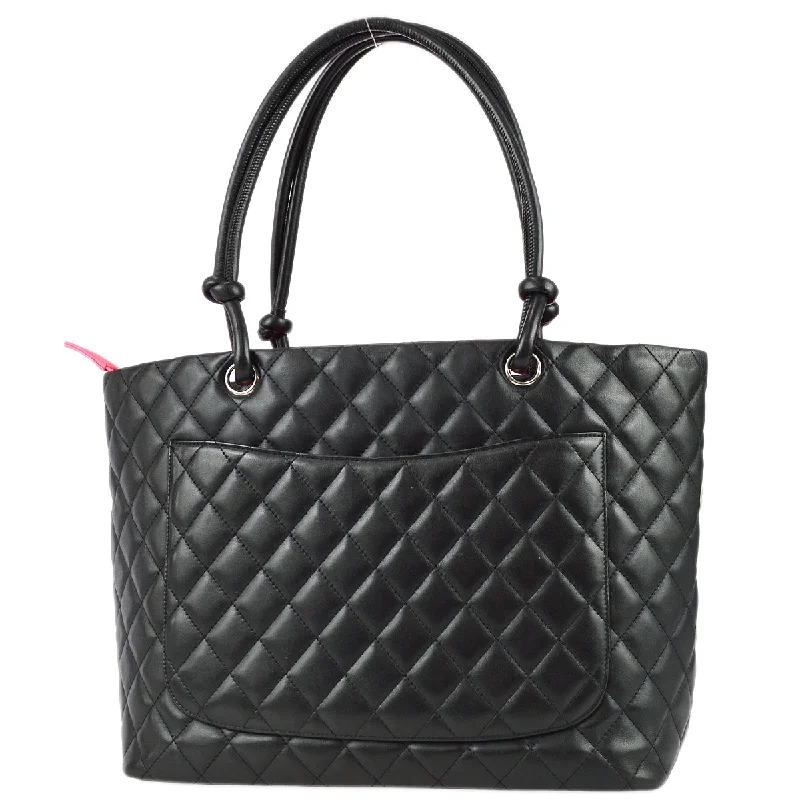 Chanel Cambon Ligne Tote Handbag Black Calfskin