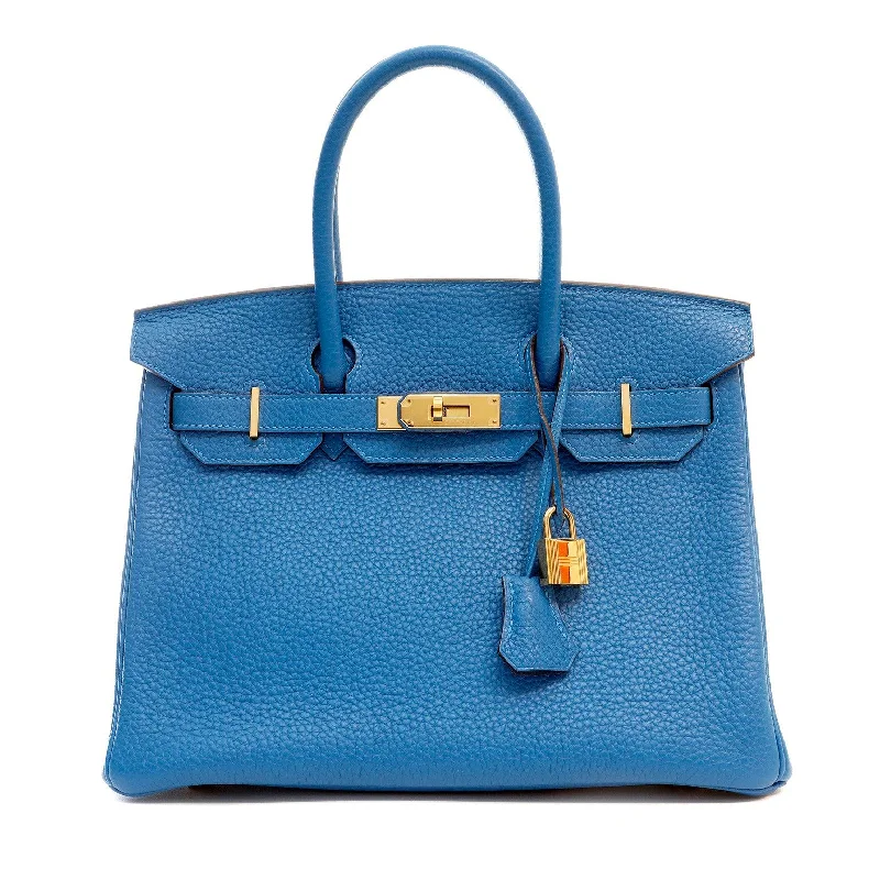 Hermes 30cm Blue Hydra Togo w/ Gold Hardware