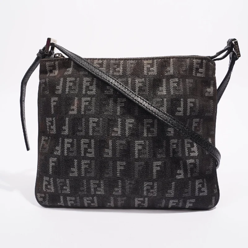 Fendi Womens Zucchino Bag Black Canvas