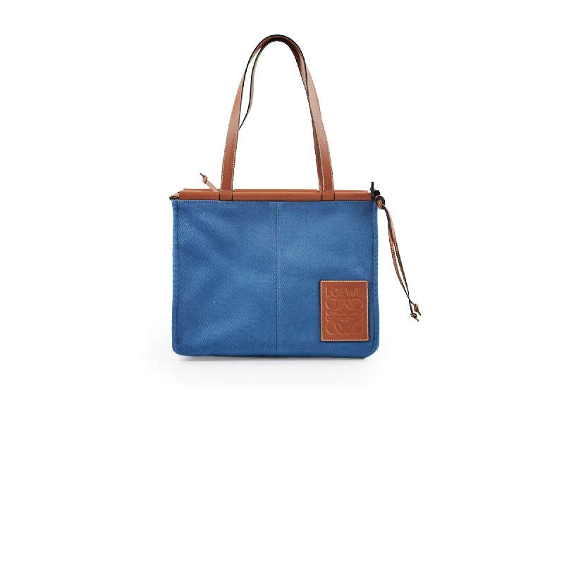 Loewe Canvas Cushion Large Tote Blue/Tan