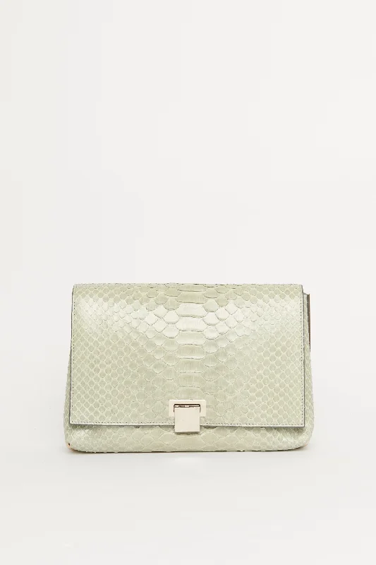 Grey Python Frame Preowned Clutch Bags