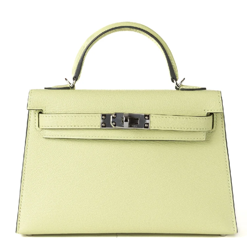 Hermes Jaune Bourgeon Chevre Mini Kelly w/ Palladium Hardware