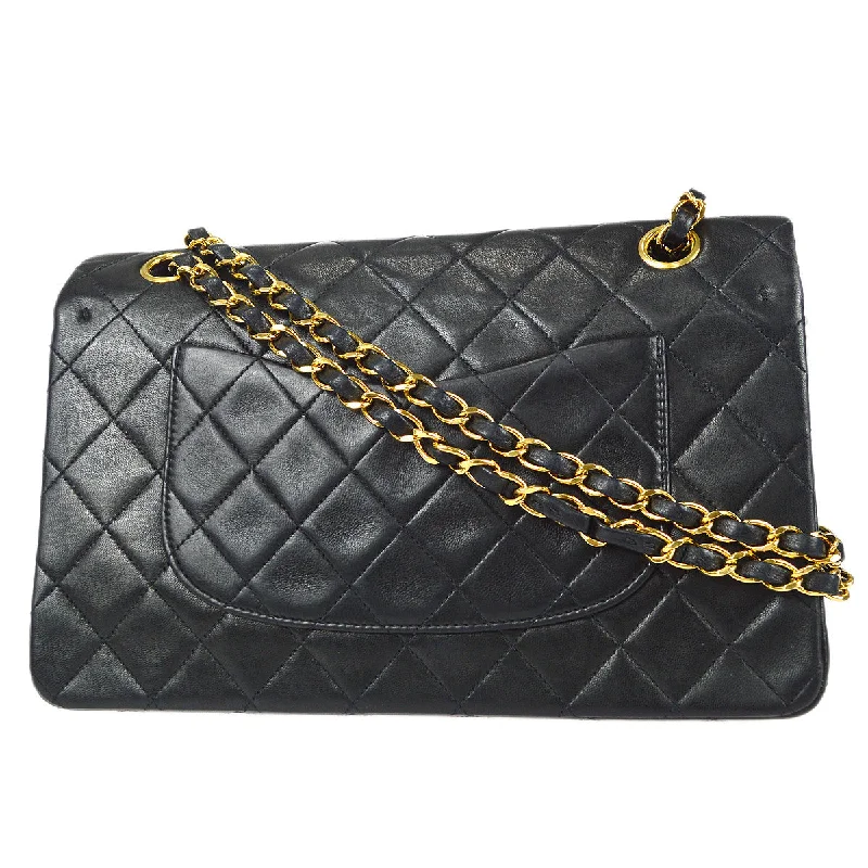 Chanel Classic Double Medium Shoulder Bag Black Lambskin