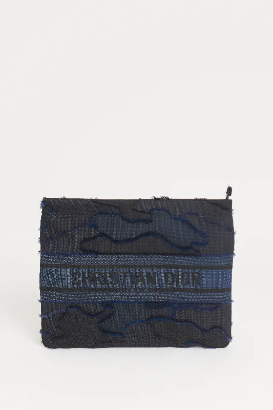 Navy Blue Camouflage Preowned Travel Pouch