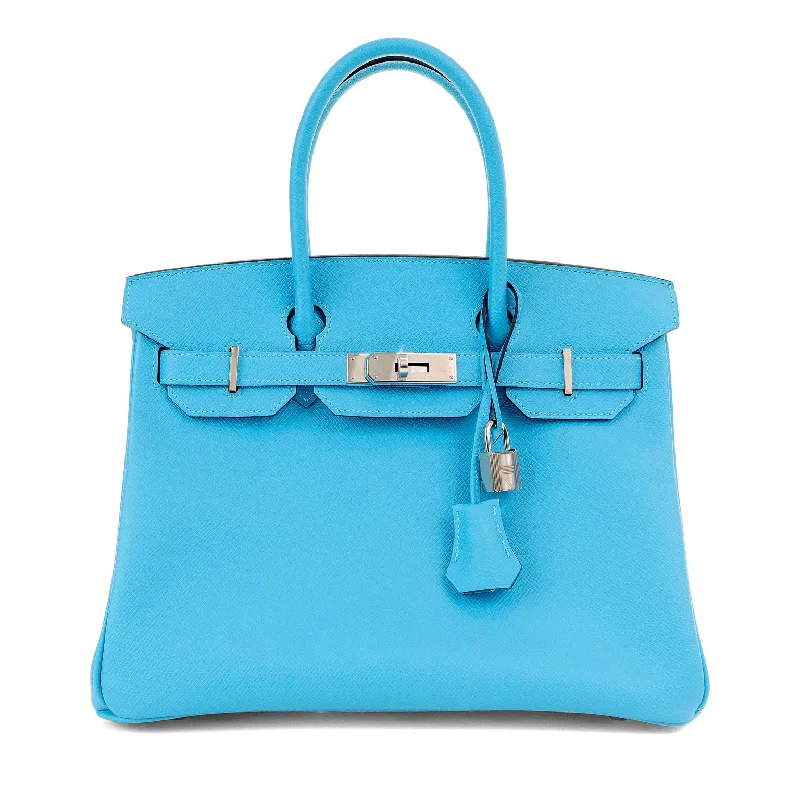 Hermes 30cm Blue Frida Epsom Birkin w/ Palladium Hardware