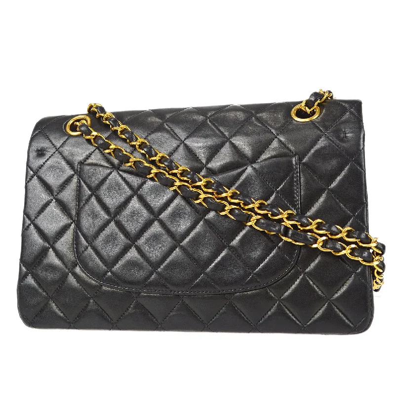 Chanel Classic Double Medium Shoulder Bag Black Lambskin