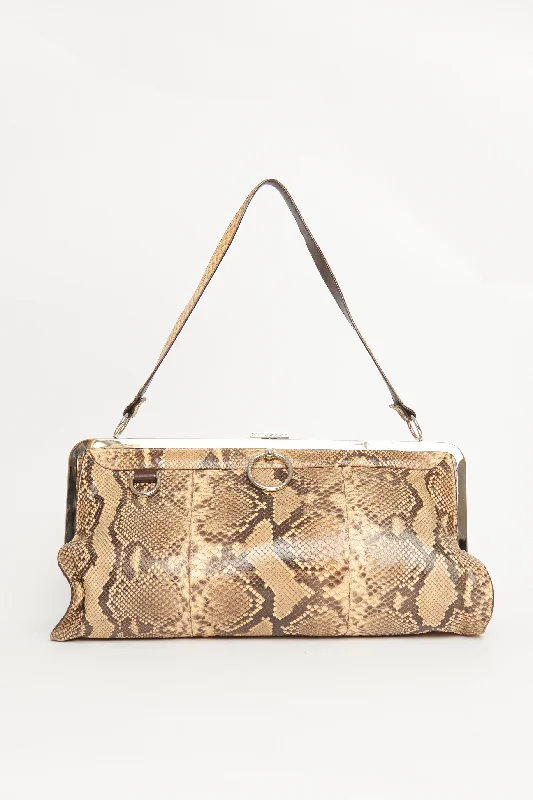 2003 Python Leather Ring Preowned Shoulder Bag