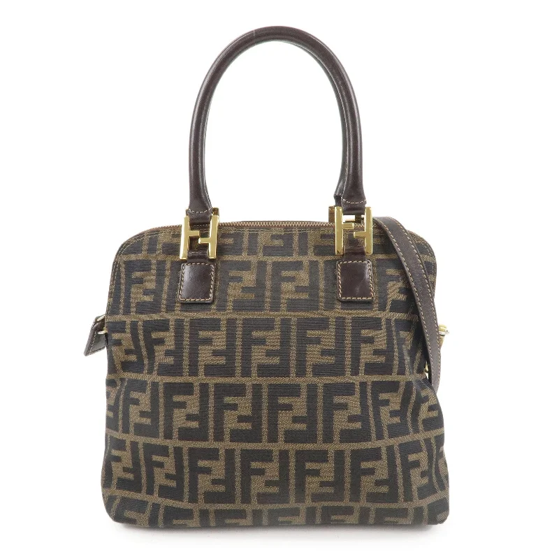 FENDI Zucca Canvas Leather 2WAY Bag Brown Black 83149671981