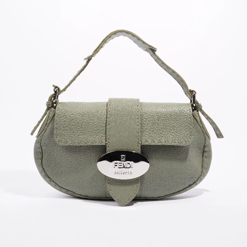 Fendi Womens Selleria Baguette Bag Green