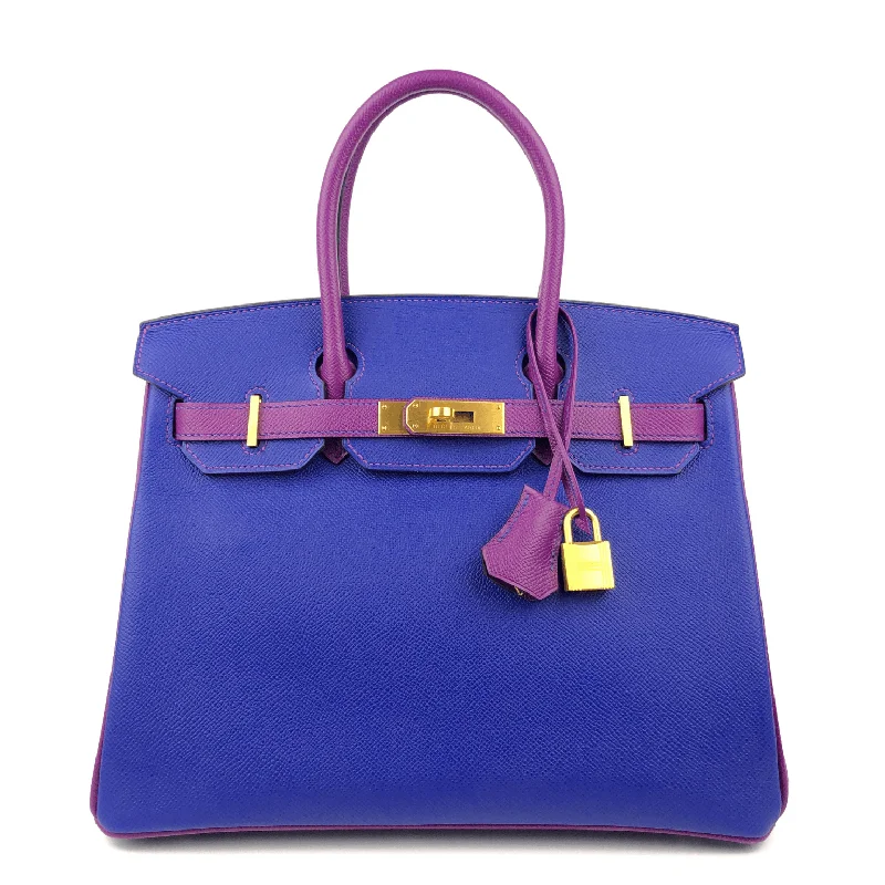 Hermès 30cm Anemone and Electric Blue Special Order Epsom Birkin w/ Brushed Gold Hardware