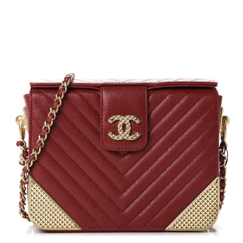 Chanel Calfskin Chevron Quilted Paris Hamburg Rock The Corner Minaudiere Bag