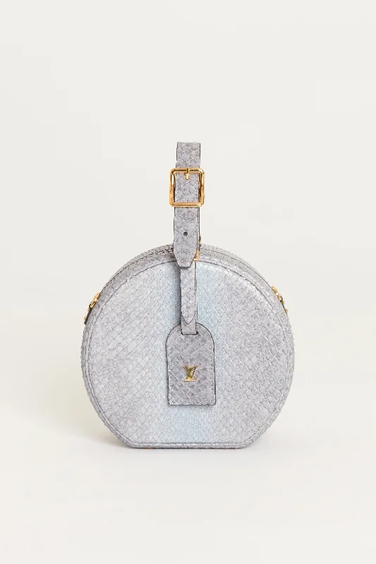 Grey Python Petite Boite Preloved Round Trunk Bag