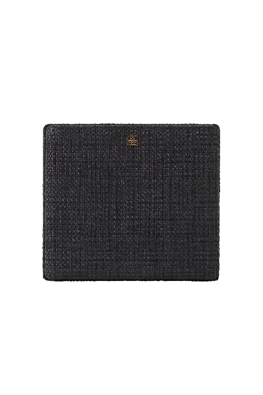 Black raffia clutch