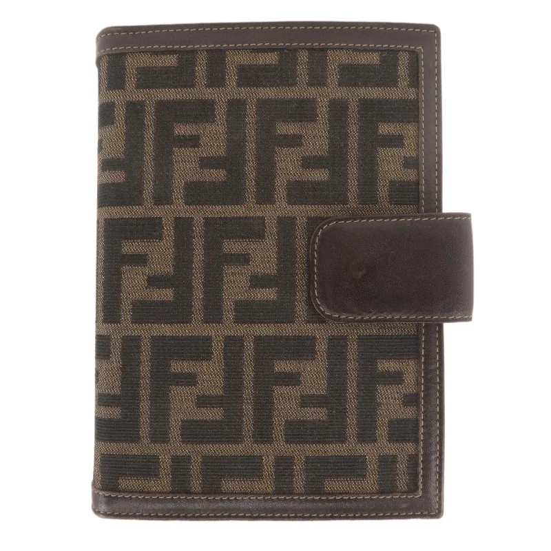 Fendi Zucca Canvas Leather Planner Cover Brown Black 30161