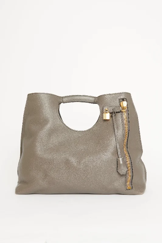 Large Grey Leather Alix Preowned Tote Bag