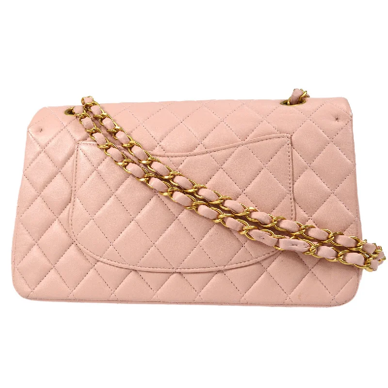 CHANEL Classic Double Flap Medium Shoulder Bag Pink Lambskin