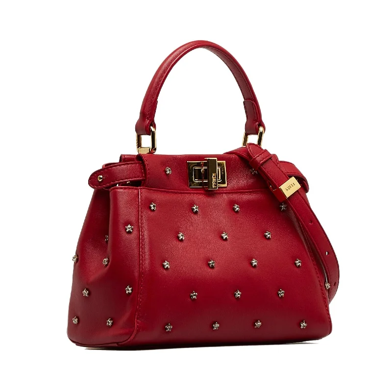 Fendi XS Studded Crystal Stars Peekaboo Iconic Satchel (SHG-qwNGea)