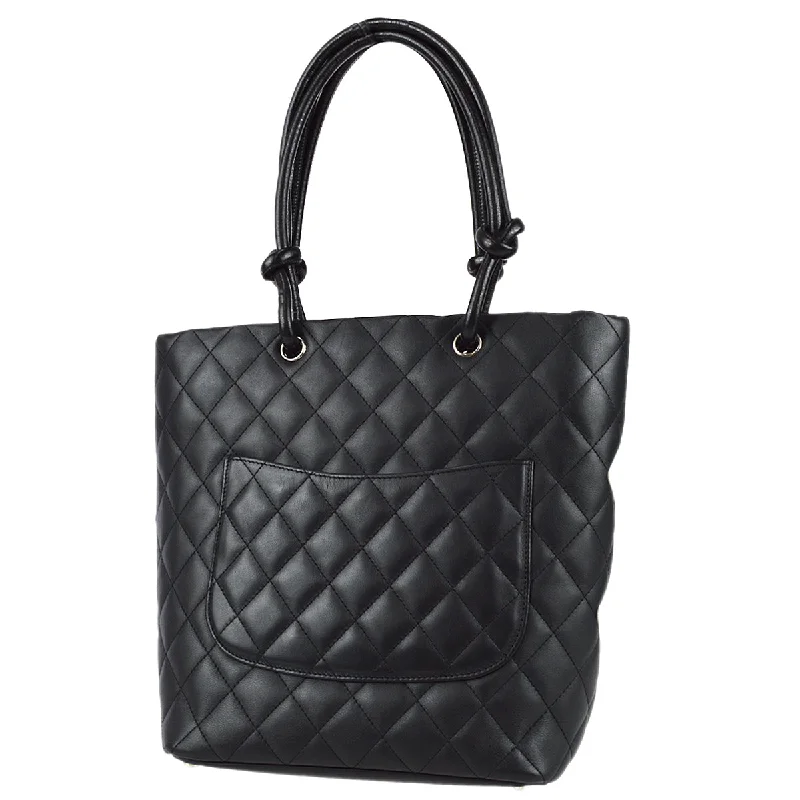 Chanel Cambon Ligne Tote Handbag Black Calfskin