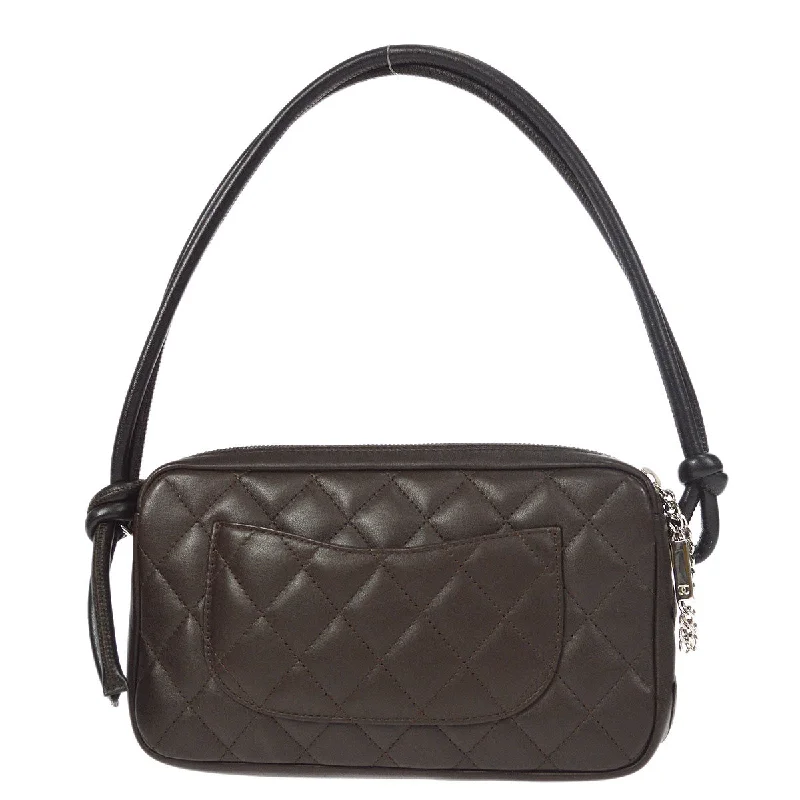 CHANEL Cambon Ligne Handbag Brown Calfskin