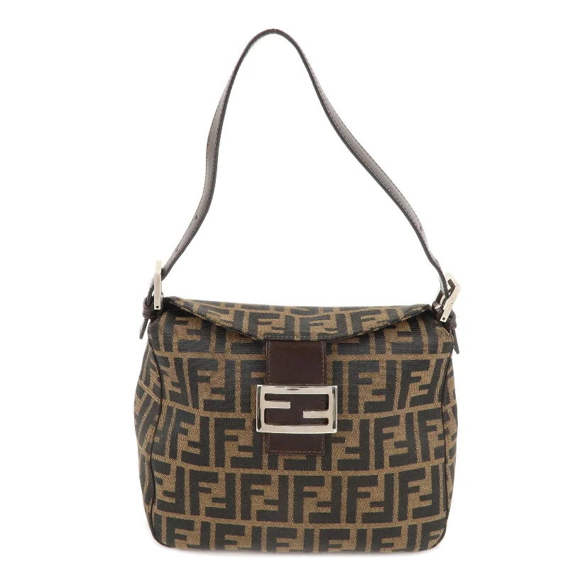 FENDI Zucca Canvas Leather Shoulder Bag Brown 222826