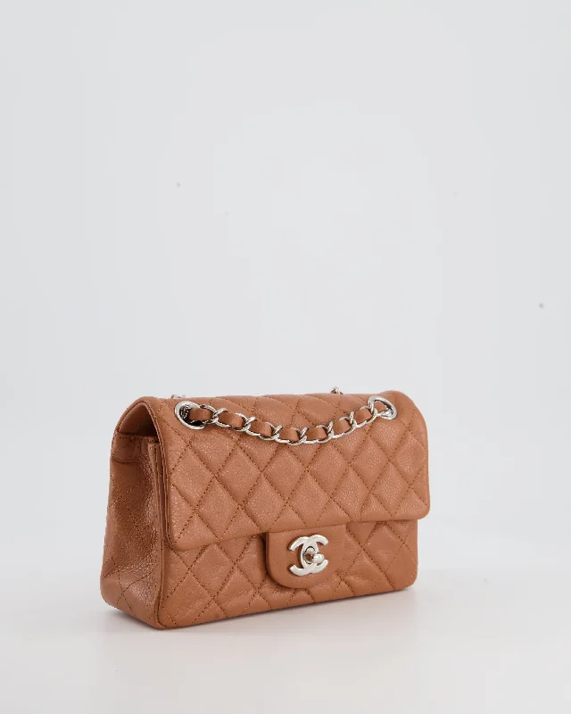 Chanel Caramel Mini Rectangular Bag in Caviar Leather with Silver Hardware