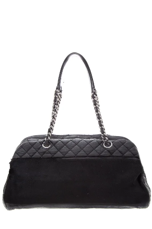 Chanel Black Quilted Pony Hair Handbag