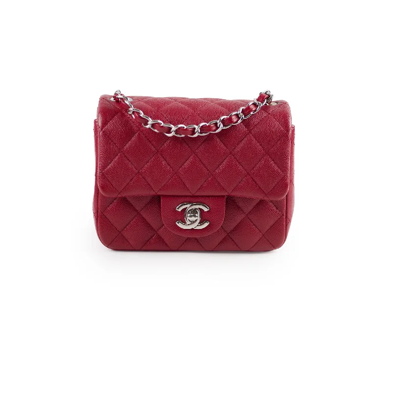 Chanel Classic Flap Square Caviar Mini Red Crossbody - Series 24