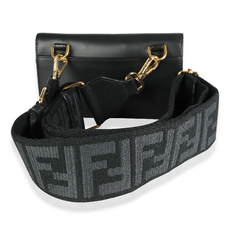 Fendi Black Calfskin Mini Flat Baguette with Black 'Strap You' Strap