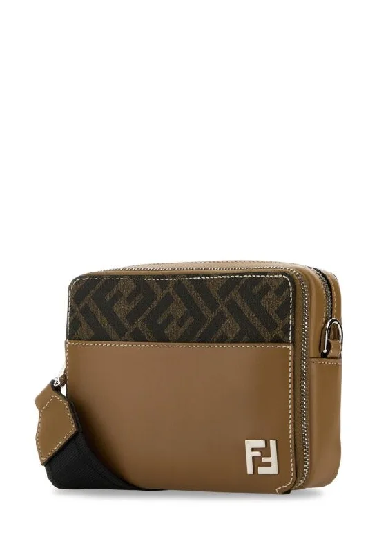 Fendi Man Embroidered Canvas Camera Crossbody Bag