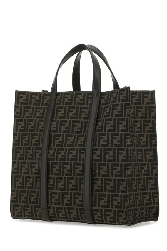 Fendi Man Embroidered Canvas Shopping Bag