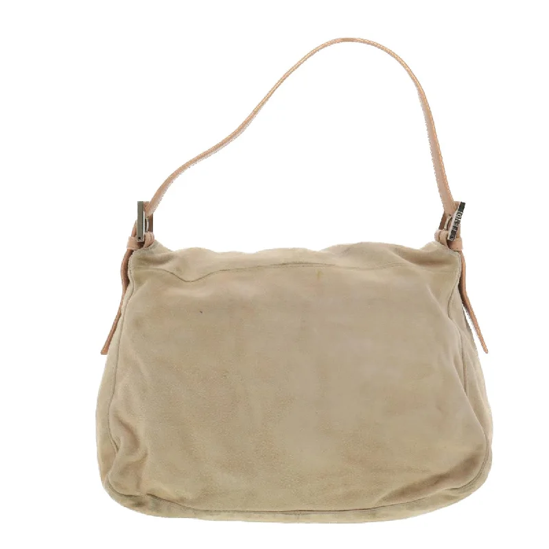 FENDI Mamma Baguette Shoulder Bag Suede Beige  yk6145B