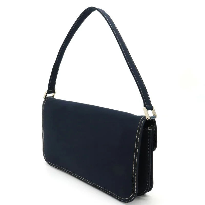 FENDI Mamma Bucket Shoulder Bag Canvas Navy