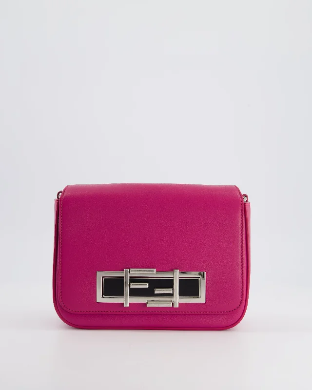 Fendi Bright Pink Leather Shoulder Bag with FF Silver Logo