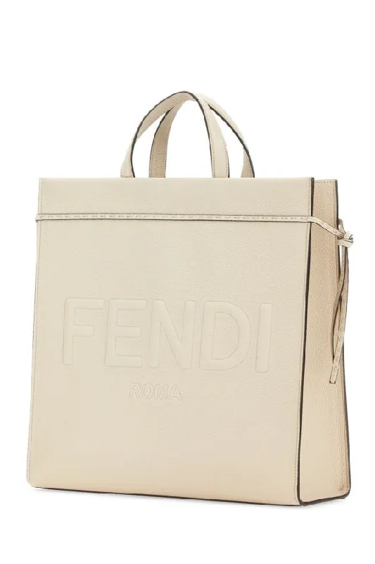 Fendi Man Ivory Medium Go To Shopper Shopping Bag