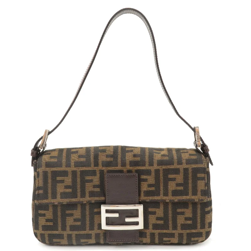 FENDI Mamma Baguette Zucca  Canvas Leather Shoulder Bag 26424