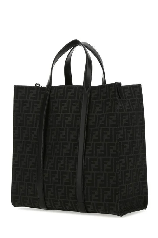 Fendi Man Embroidered Canvas Shopping Bag