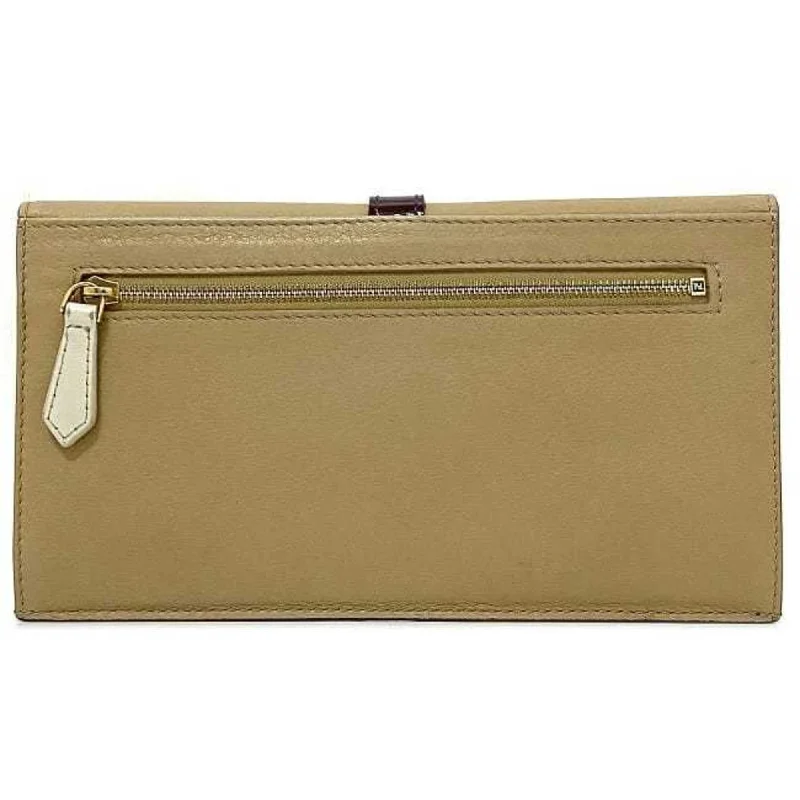 FENDI Bifold Long Wallet White Beige Wine Red Chameleon 8M0283 Patent Leather  Flap Clutch Bag Belt Women's